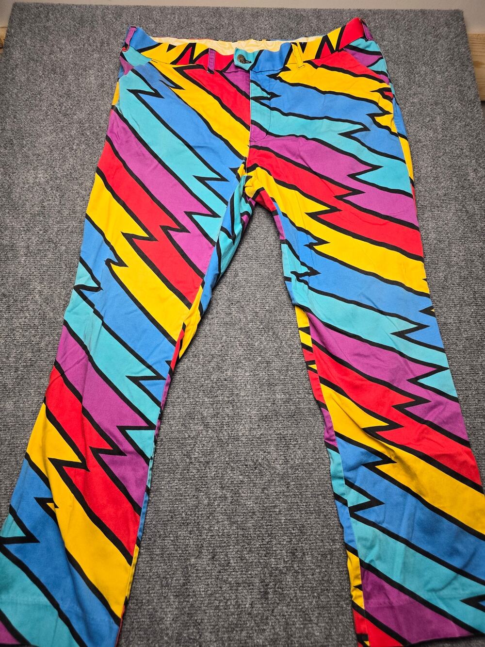Loudmouth Captain Thunderbolt Men's Golf Pants Multicolor Zig Zag 38x30